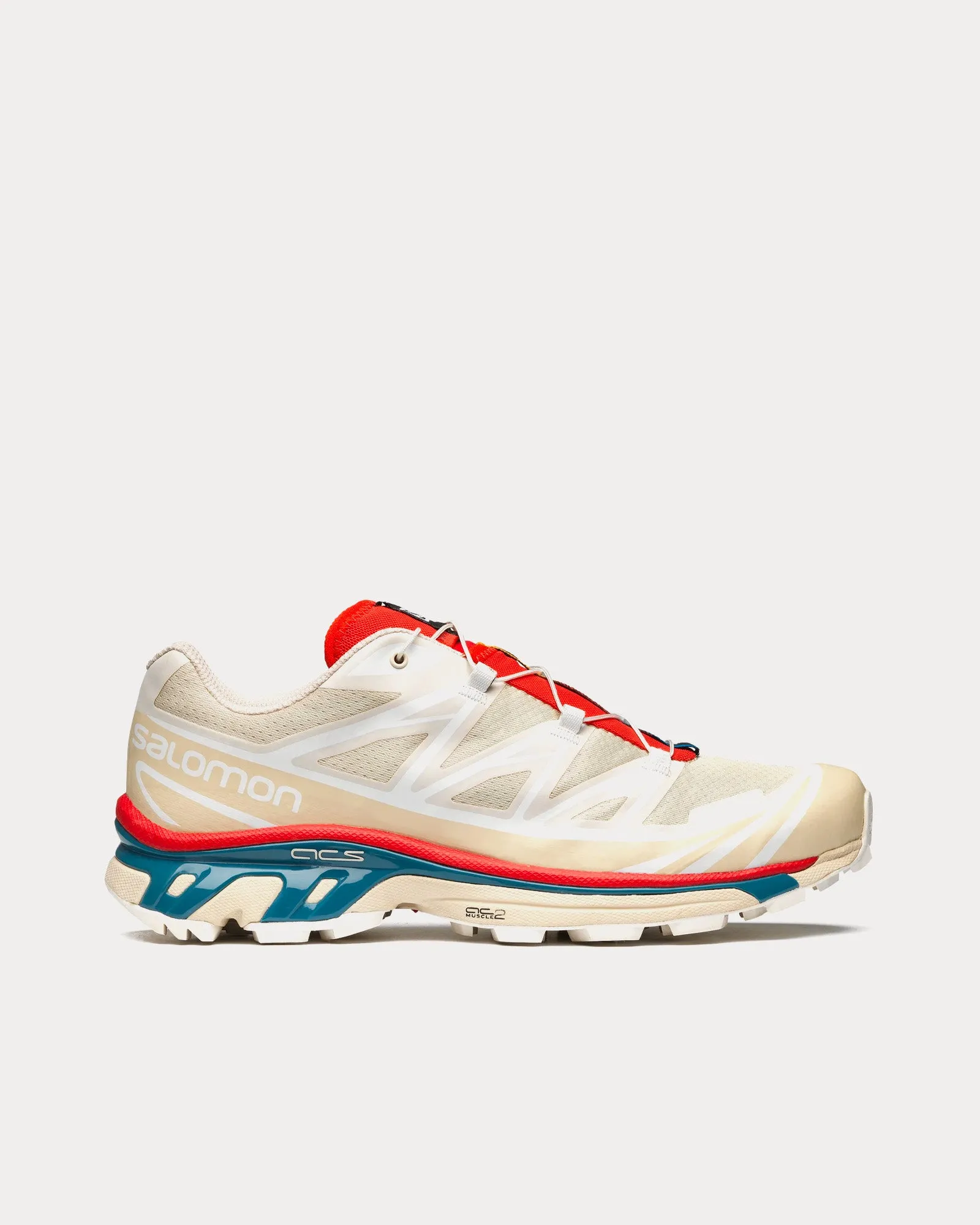 XT-6 Almond Milk / Bleached Sand / Aurora Red Low Top Sneakers